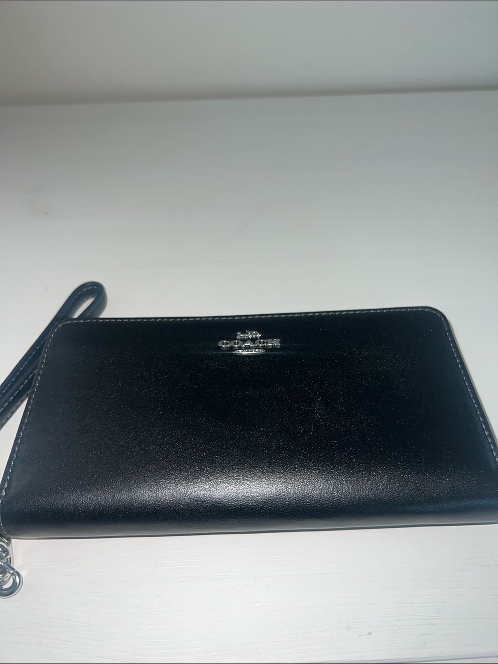 Coach Outlet Long Zip Around Wallet Smooth Black and Silver Style No. CR623 - Picture 8 of 11